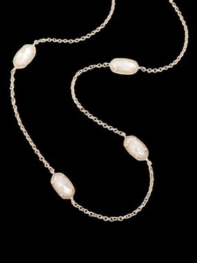 Kendra Scott Kellie Gold Long Necklace In White Mother of Pearl